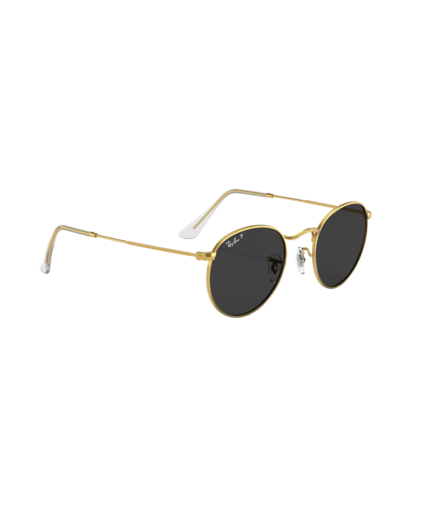 RAY-BAN ROUND METAL SUNGLASSES GOLD w/BLACK