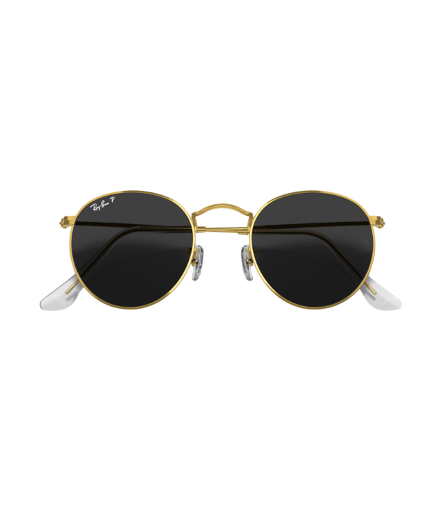 RAY-BAN ROUND METAL SUNGLASSES GOLD w/BLACK