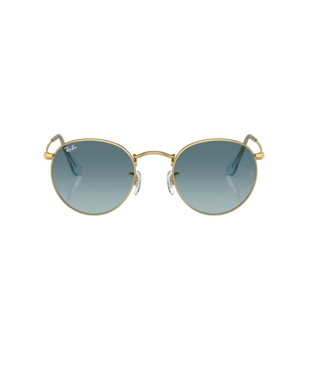 RAY-BAN ROUND METAL SUNGLASSES GOLD w/BLUE GRADIENT GREY