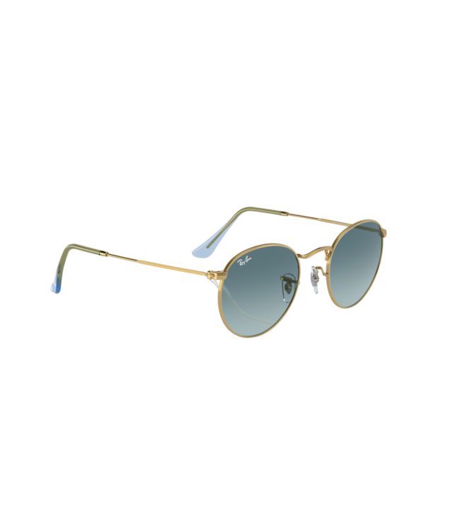 RAY-BAN ROUND METAL SUNGLASSES GOLD w/BLUE GRADIENT GREY