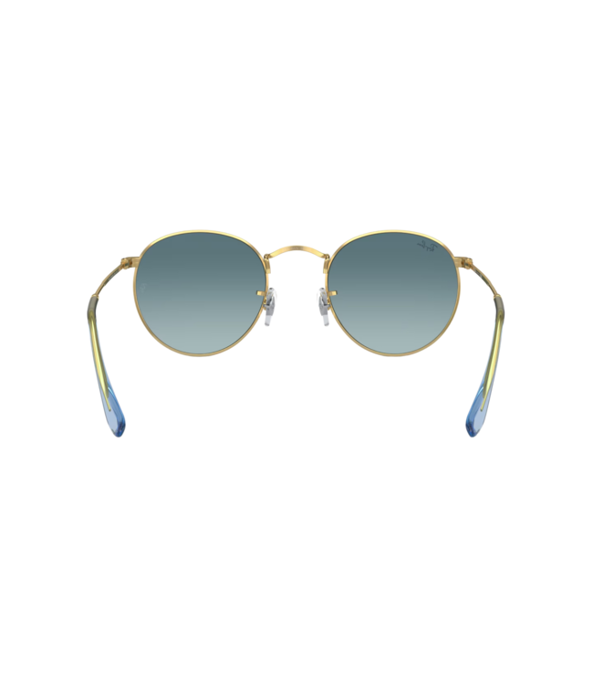 RAY-BAN ROUND METAL SUNGLASSES GOLD w/BLUE GRADIENT GREY