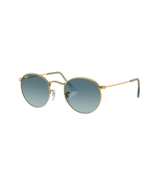 RAY BAN RAY-BAN ROUND METAL SUNGLASSES GOLD w/BLUE GRADIENT GREY