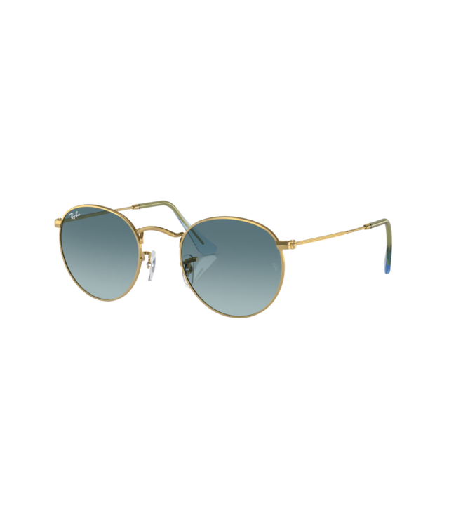 RAY-BAN ROUND METAL SUNGLASSES GOLD w/BLUE GRADIENT GREY