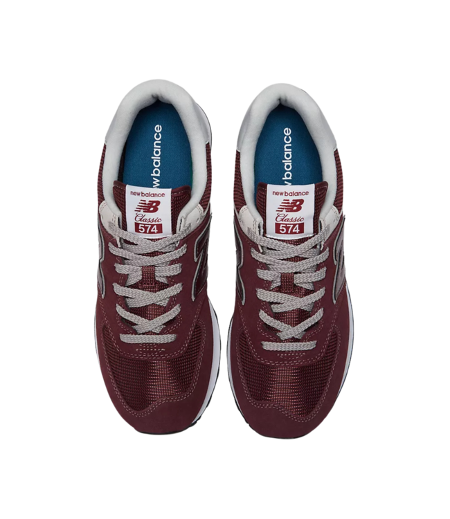NEW BALANCE MENS 574 CORE SHOE BURGANDY WITH WHITE