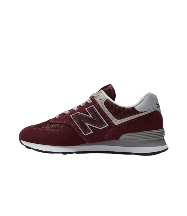 NEW BALANCE MENS 574 CORE SHOE BURGANDY WITH WHITE