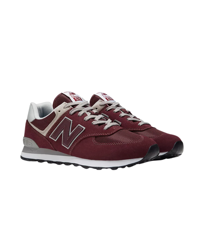 NEW BALANCE MENS 574 CORE SHOE BURGANDY WITH WHITE