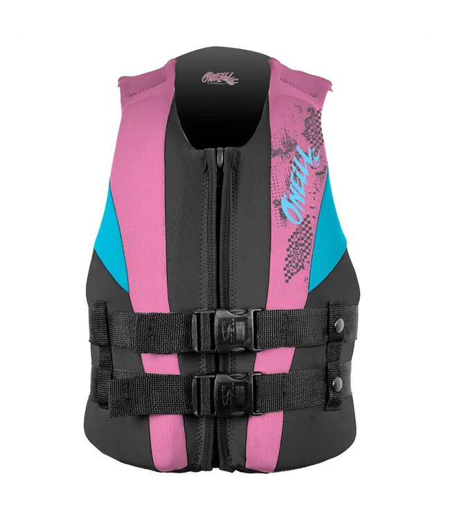 O'NEILL YOUTH REACTOR FULL-ZIP USCG LIFE VEST BLACK/PETUNIA/TURQUOISE 2025