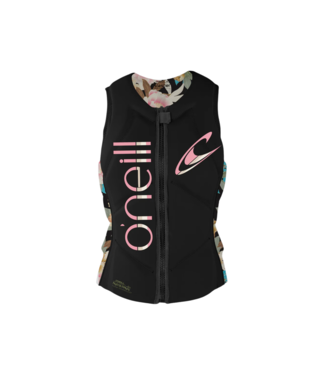 O'NEILL WOMENS SLASHER FULL-ZIP COMP VEST BLACK/MIKAH FLORAL 2025