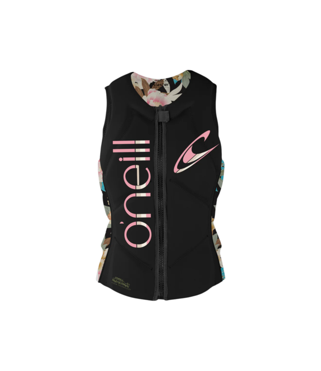 O'NEILL WOMENS SLASHER FULL-ZIP COMP VEST BLACK/MIKAH FLORAL 2025