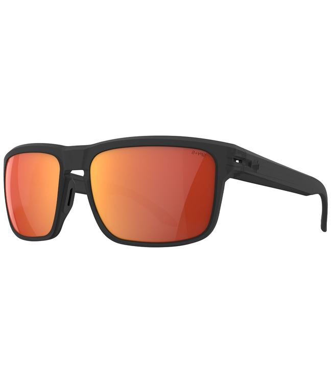 SPY REGION XL ANSI CLEAR MATTE BLACK SUNGLASSES w/ HAPPY BOOST ORANGE MIRROR POLAR
