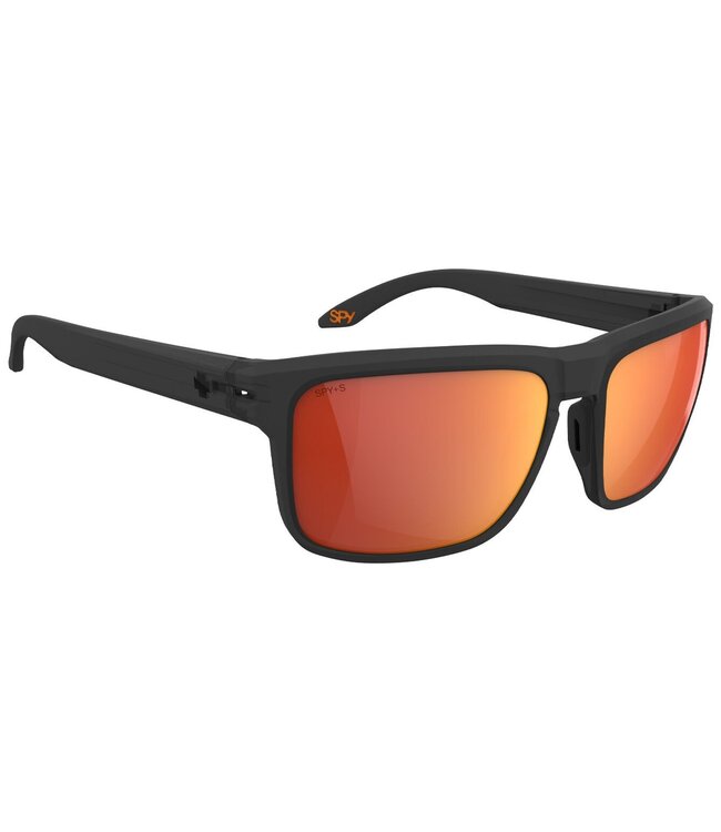 SPY REGION XL ANSI CLEAR MATTE BLACK SUNGLASSES w/ HAPPY BOOST ORANGE MIRROR POLAR