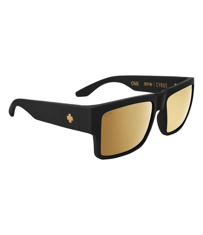 SPY CYRUS CLUB MIDNITE SOFT MATTE BLACK SUNGLASSES w/HAPPY BRONZE GOLD MIRROR