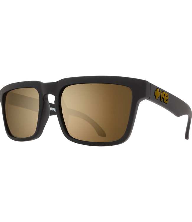SPY HELM LOW BRIDGE FIT SOFT MATTE BLACK SUNGLASSES w/ HAPPY BRONZE GOLD MIRROR