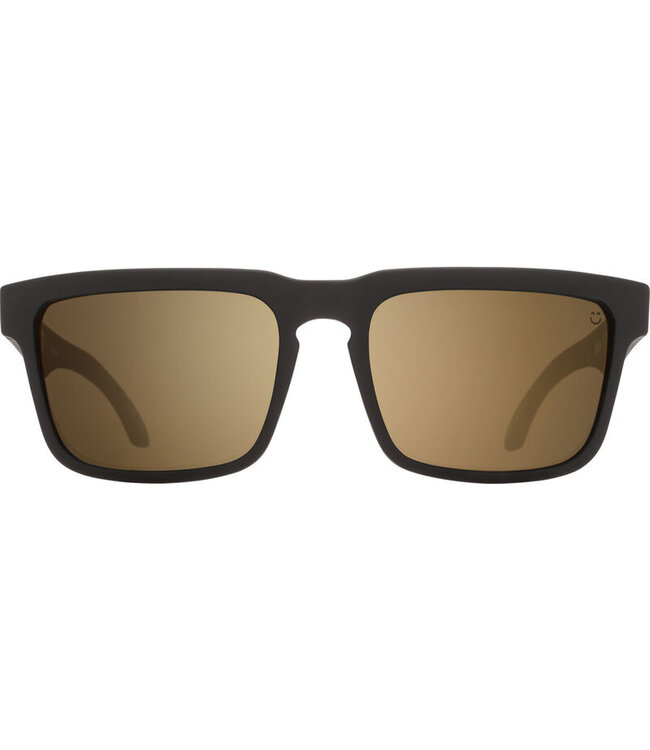 SPY HELM LOW BRIDGE FIT SOFT MATTE BLACK SUNGLASSES w/ HAPPY BRONZE GOLD MIRROR