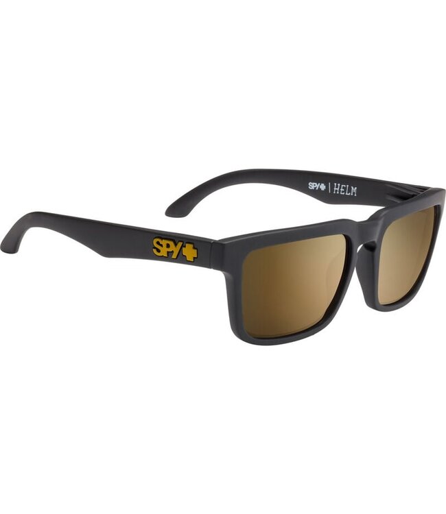 SPY HELM LOW BRIDGE FIT SOFT MATTE BLACK SUNGLASSES w/ HAPPY BRONZE GOLD MIRROR