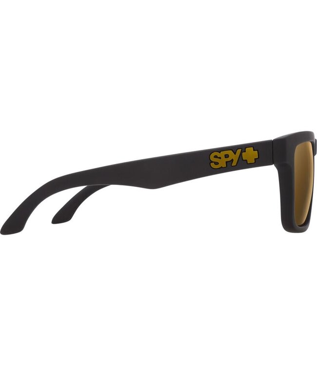 SPY HELM LOW BRIDGE FIT SOFT MATTE BLACK SUNGLASSES w/ HAPPY BRONZE GOLD MIRROR