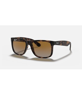 RAY BAN RAY-BAN JUSTIN SUNGLASSES RUBBER HAVANA w/ GREY GRADIENT BROWN POLAR