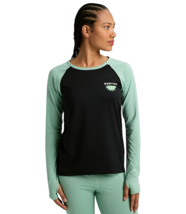 BURTON WOMENS ROADIE BASE LAYER TECH TEE TRUE BLACK/SOFT SAGE 2026