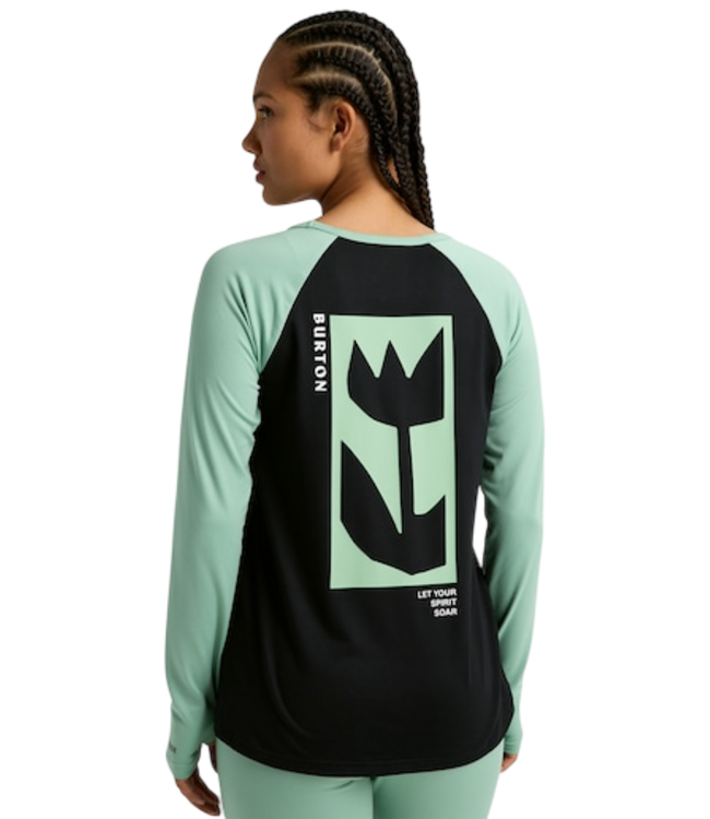 BURTON WOMENS ROADIE BASE LAYER TECH TEE TRUE BLACK/SOFT SAGE 2026