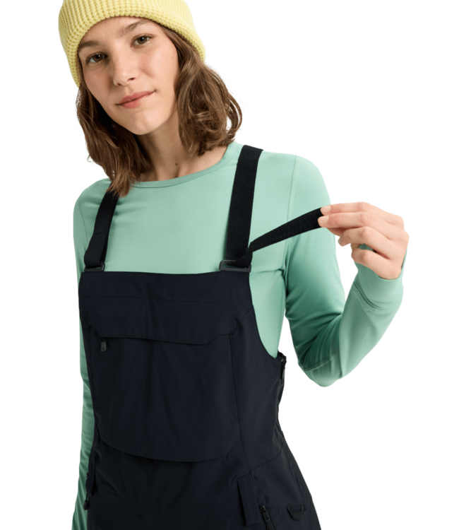 BURTON WOMENS RESERVE 2L STRETCH BIBS SHORT TRUE BLACK 2026