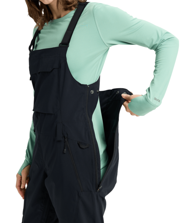 BURTON WOMENS RESERVE 2L STRETCH BIBS SHORT TRUE BLACK 2026