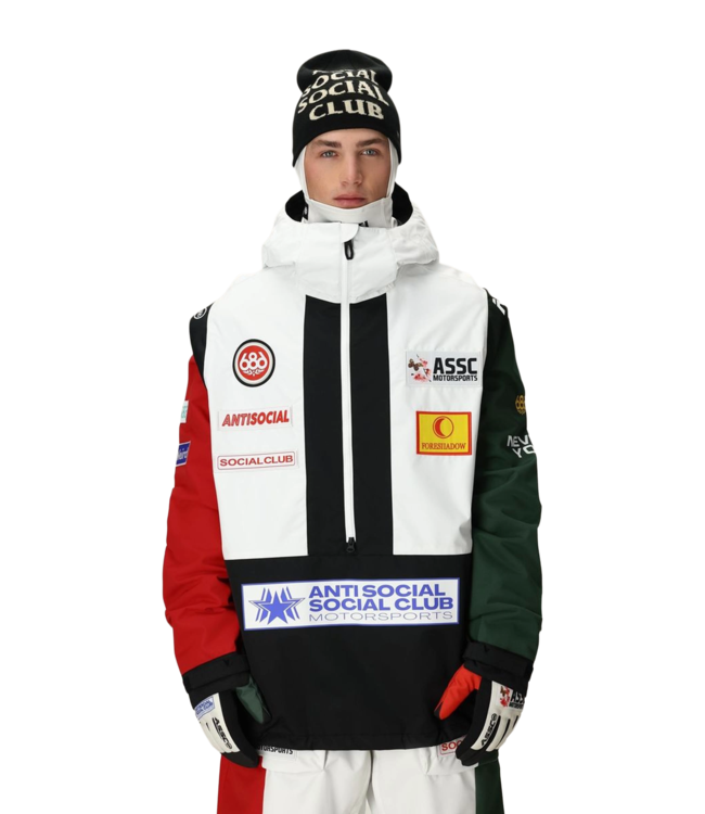 686 MENS ASSC F1 SHELL ANORAK JACKET WHITE COLORBLOCK 2026