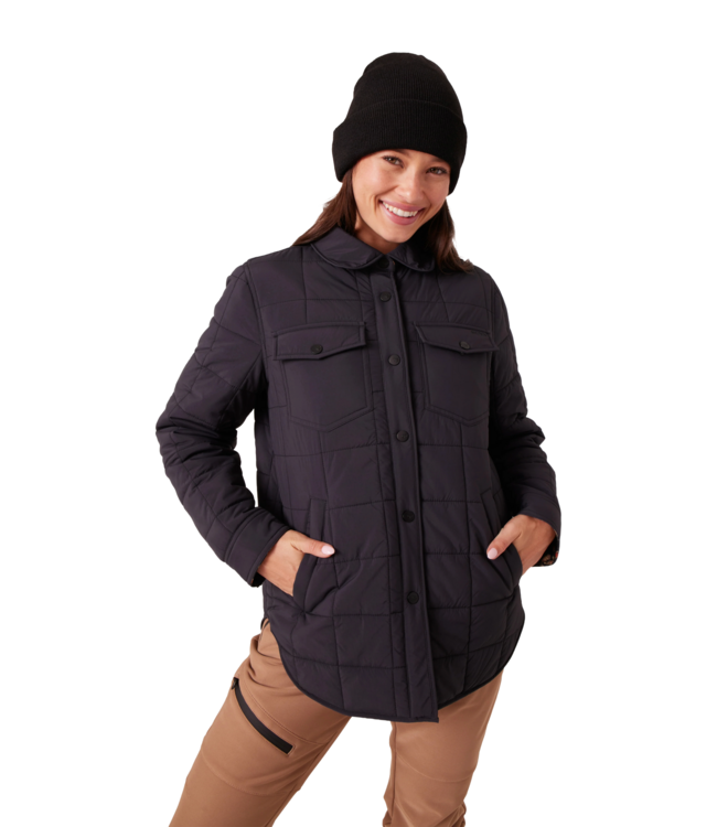 ROXY WOMENS ALPINE QUILTED SHACKET BLACK 2026