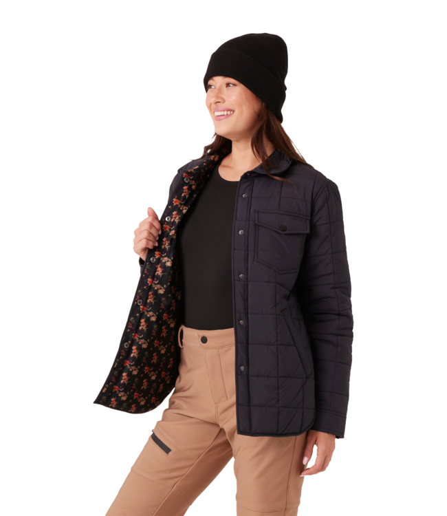 ROXY WOMENS ALPINE QUILTED SHACKET BLACK 2026