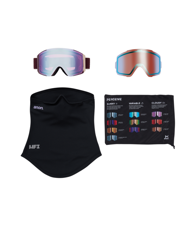 ANON SYNC GOGGLE DEEP CHERRY w/ CLOUDY PINK + VARIABLE BLUE + MFI 2026