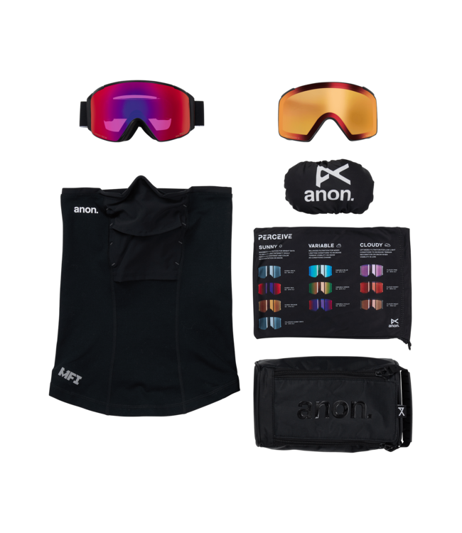 ANON M4S CYLINDRICAL GOGGLE BLACK w/ SUNNY RED + CLOUDY BURST + MFI 2026