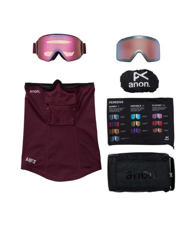 ANON M4 CYLINDRICAL GOGGLE DEEP CHERRY w/ CLOUDY PINK + VARIABLE BLUE + MFI 2026