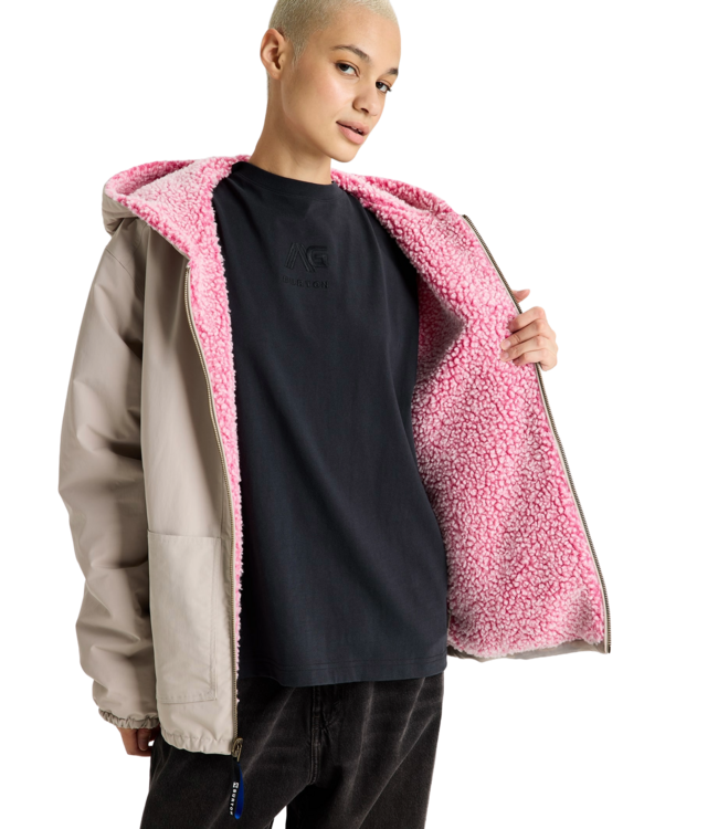 BURTON [AG] SPEAKOUT SHERPA REVERSIBLE JACKET STONE GREY/ PLUSH PINK 2026