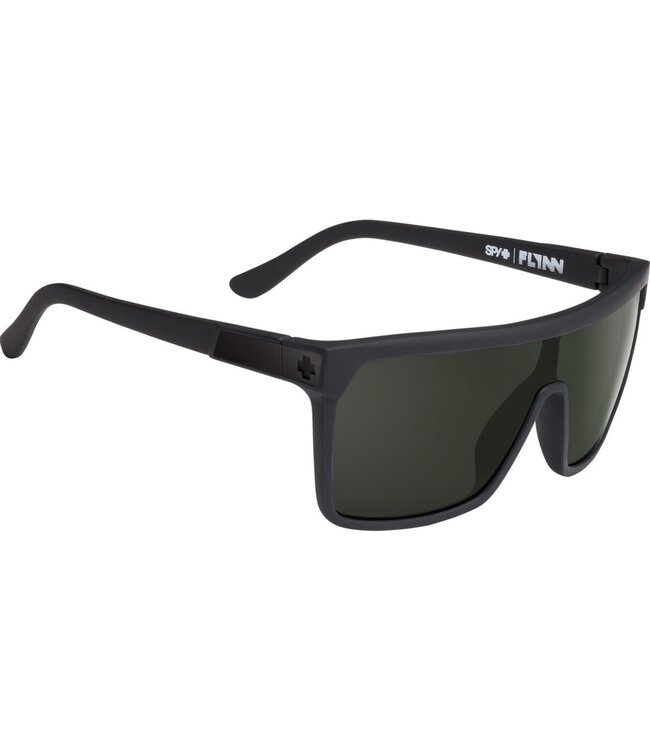 SPY FLYNN BLACK MATTE BLACK SUNGLASSES w/HAPPY PLUS GREY GREEN