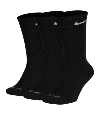 NIKE SB MENS EVERYDAY PLUS CUSH CREW 3 PACK SOCKS BLACK/WHITE