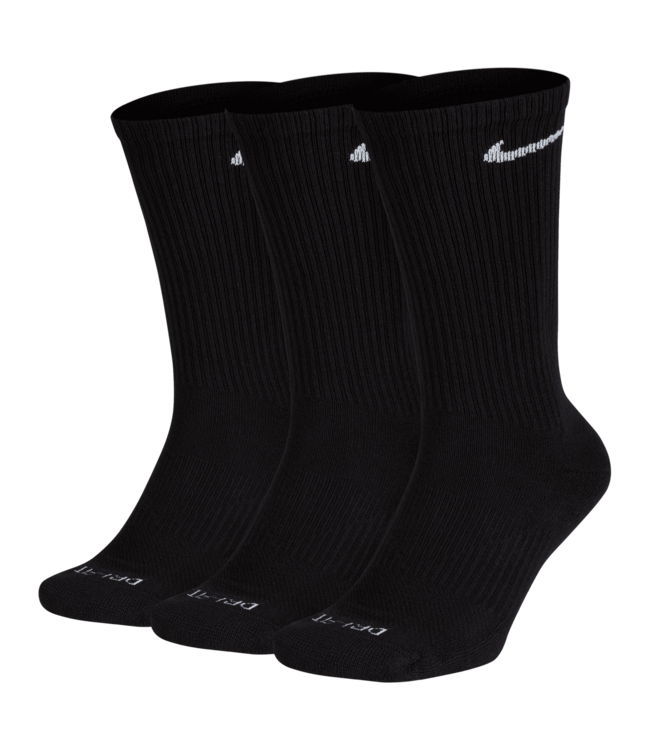 NIKE SB MENS EVERYDAY PLUS CUSH CREW 3 PACK SOCKS BLACK/WHITE