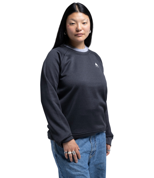 BURTON WOMENS OAK CREW FLEECE TRUE BLACK HEATHER 2024