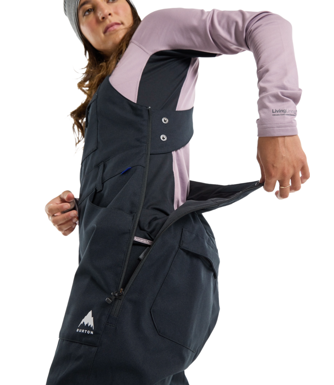 BURTON WOMENS AVALON STRETCH 2L BIB PANTS TALL TRUE BLACK 2024