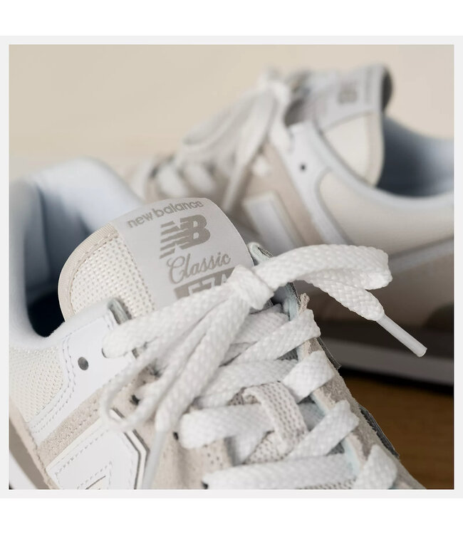 NEW BALANCE WOMENS NUMERIC 574 SHOE (EVW) GREY/WHITE