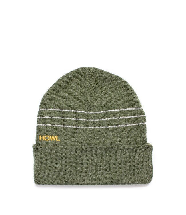 HOWL STRIPED REFLECTIVE BEANIE GREEN 2022