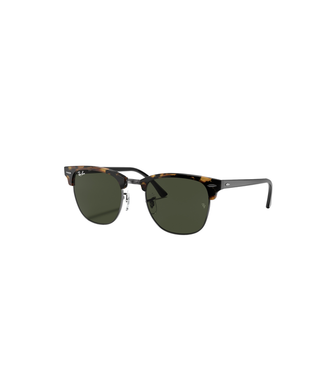 RAY-BAN CLUBMASTER SUNGLASSES FLECK BLACK HAVANA w/ G15 GREEN LENS