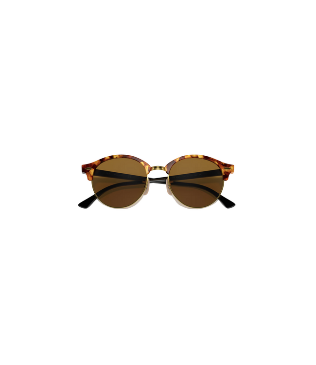 RAY-BAN CLUBROUND SUNGLASSES SPOTTED BROWN HAVANA w/ B-15 BROWN LENS