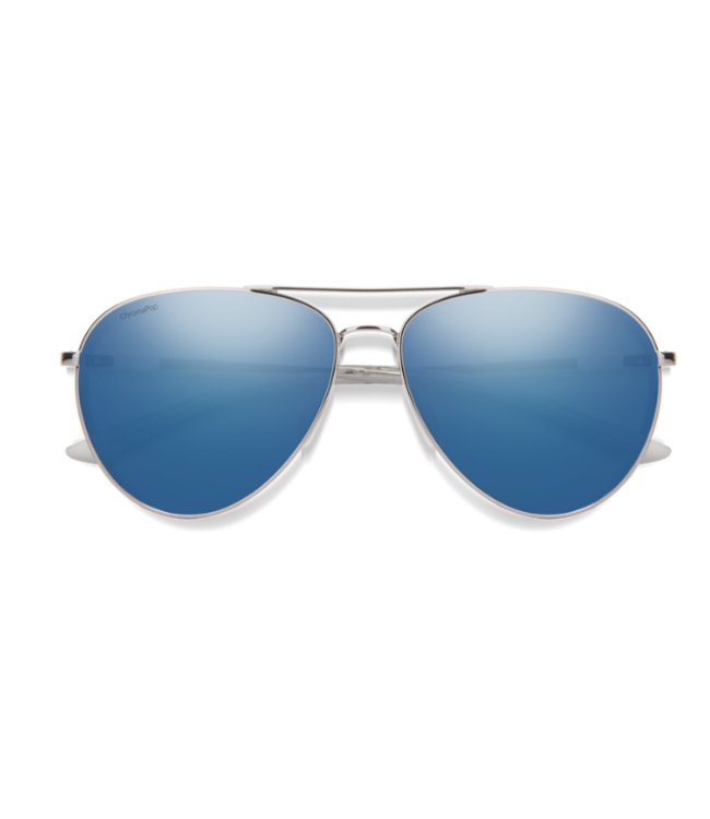 SMITH LAYBACK SILVER SUNGLASSES W/CHROMAPOP POLARIZED BLUE MIRROR LENS