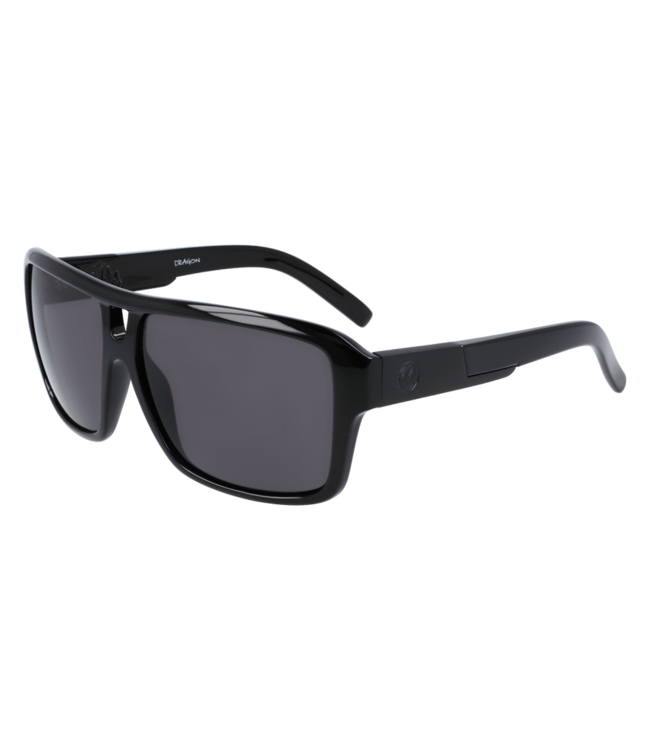 DRAGON THE JAM SHINY BLACK SUNGLASSES w/ LL SMOKE POLAR LENS
