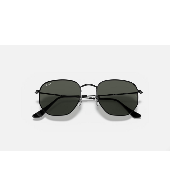 RAY-BAN HEXAGONAL SUNGLASSES BLACK w/ POLARIZED G-15 GREEN LENS