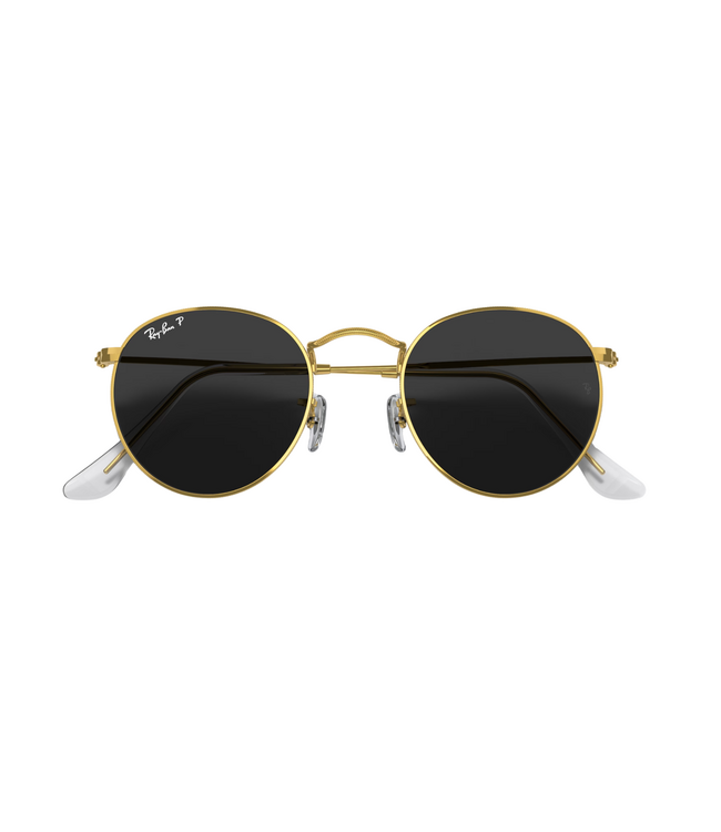 RAY-BAN ROUND METAL SUNGLASSES GOLD w/BLACK