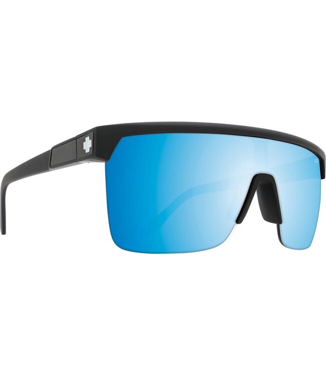 SPY FLYNN 5050 MATTE BLACK SUNGLASSES w/ HAPPY BOOST POLAR ICE BLUE SPECTRA MIRROR