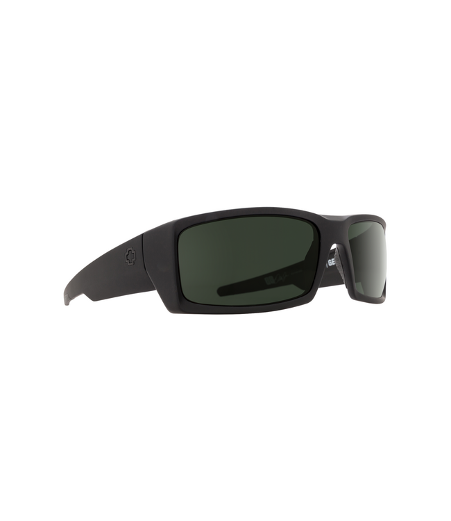SPY GENERAL SOFT MATTE BLACK SUNGLASSES w/ HAPPY GREY GREEN