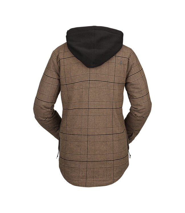 VOLCOM WOMENS HOODED FLANNEL JACKET CARAMEL 2023