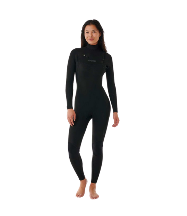 RIP CURL WOMENS DAWN PATROL 3/2 CHEST ZIP WETSUIT BLACK