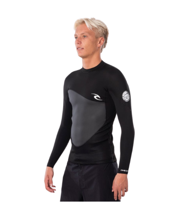 RIP CURL MENS OMEGA 1.5MM LS WETSUIT JACKET  BLACK